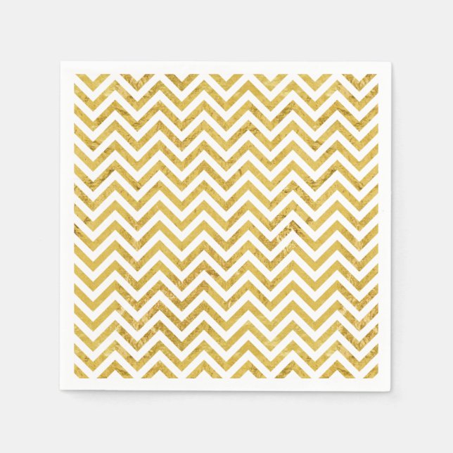 Serviettes Jetables Elégant Motif de Zigzag Gold Foil Chevron (Devant)