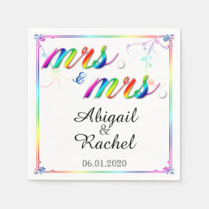 Serviettes Jetables Elégant Rainbow Floral Mme Mariage Napkin