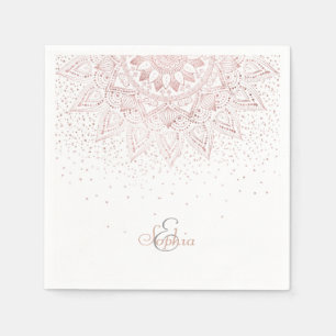 Serviettes Jetables Elégant rose en or mandala confetti design
