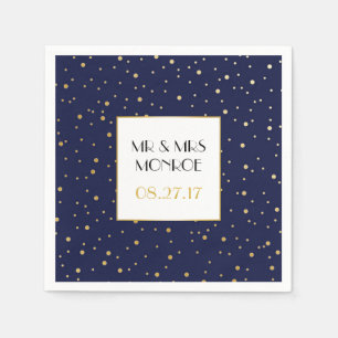 Serviettes Jetables Élégant Twinkle Stars Midnight Blue Sky et Gold