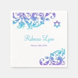 Serviettes Jetables Élégant violet Turquoise Bat mitzvah