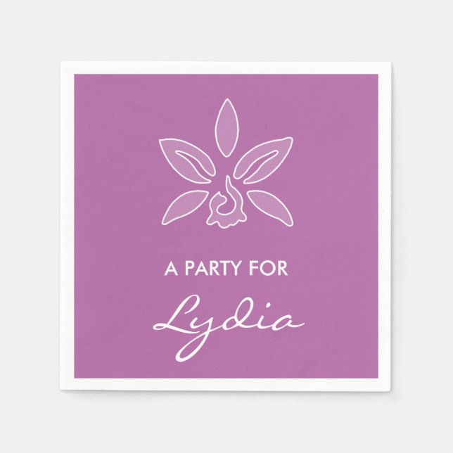 Serviettes Jetables Elégante Orchidée Simple Gras Fleur pourpre Avec N (Devant)