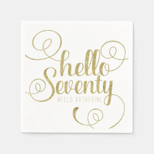 Serviettes Jetables Elégante Parties scintillant d'or Faux Hello Seven
