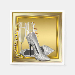 Serviettes Jetables Élégante Parties scintillant or haut talon