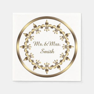 Serviettes Jetables Élément royal d'or de cercle. Fleur-De-Lis.
