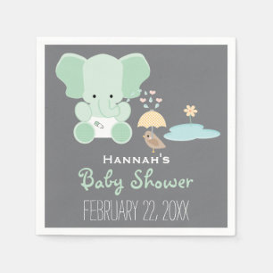 Serviettes Jetables Eléphant vert à la menthe dans le Baby shower d'oi