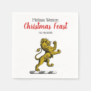 Serviettes Jetables Emblème C de crête permanente de lion héraldique