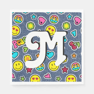 Serviettes Jetables Emoji Smile Denim Girl Anniversaire Party Napkins 