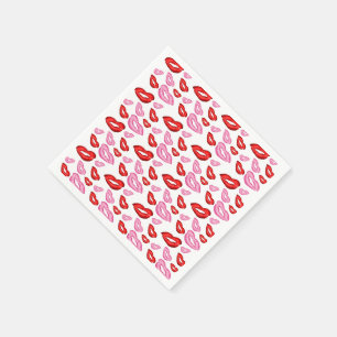 Serviettes Jetables Empreintes de rouge à lèvres rose rouge