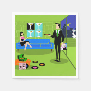 Serviettes jetables en couple de caricatures urbai