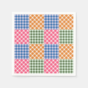 Serviettes Jetables En vichy multicolore Patchwork Quilt
