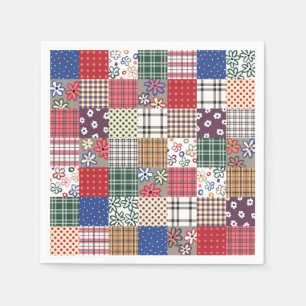 Serviettes Jetables En vichy multicolore Patchwork Quilt