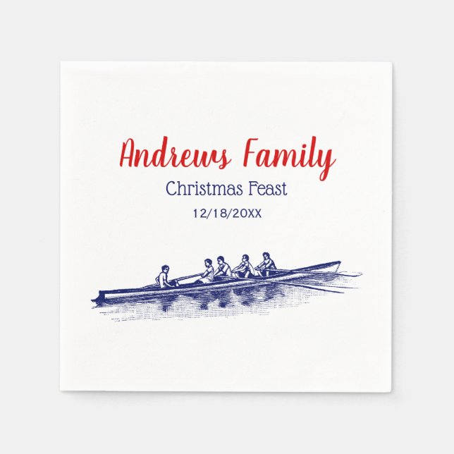Serviettes Jetables Équipe de sports nautiques Blue Rowing Rowers (Devant)