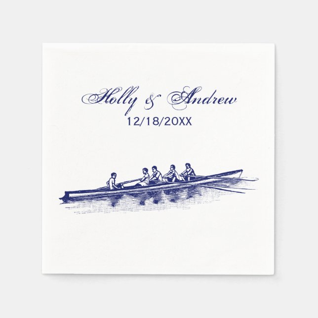 Serviettes Jetables Équipe de sports nautiques Blue Rowing Rowers (Devant)