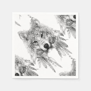 Serviettes Jetables Esprit de loup tribal