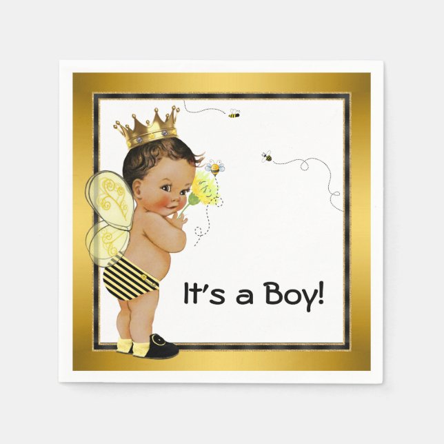 Serviettes Jetables Ethnic Boy Bumble Bee Baby shower (Devant)
