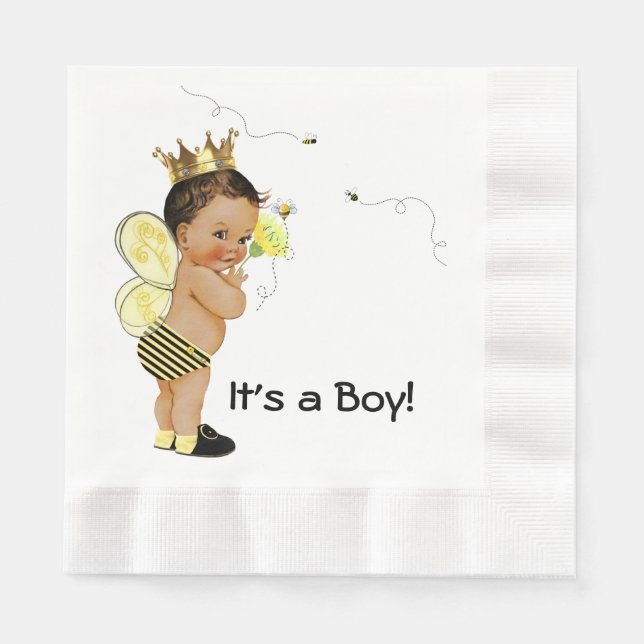 Serviettes Jetables Ethnic Boy Bumble Bee Baby shower (Devant)