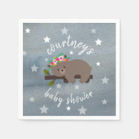 Étoiles d'ours dorées + Baby shower Floral Aquarel