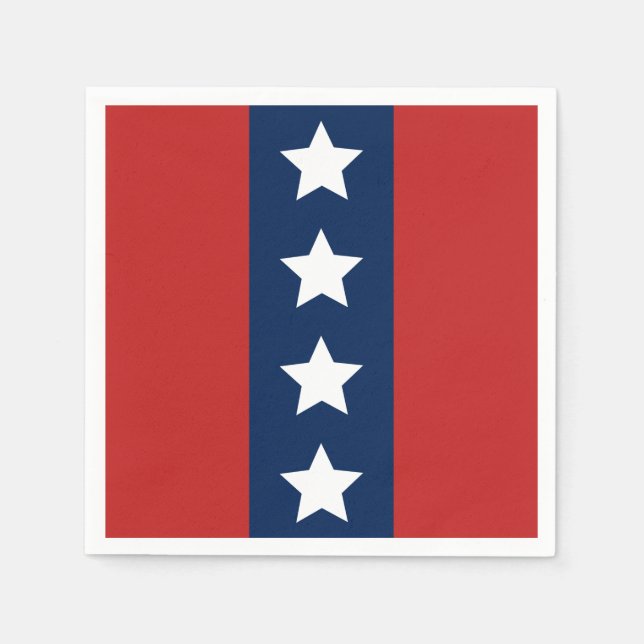 Serviettes Jetables Étoiles et bandes Patriotique Rouge Blanc et Bleu (Devant)