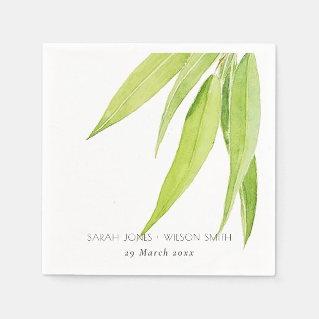 SERVIETTES JETABLES EUCALYPTUS FEUILLE MONOGRAMME DU FOLIAGE DE COULEU (Devant)