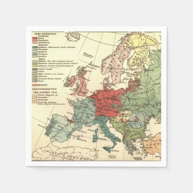 Serviettes Jetables Europe Carte Pays Antique Mondiale (Devant)