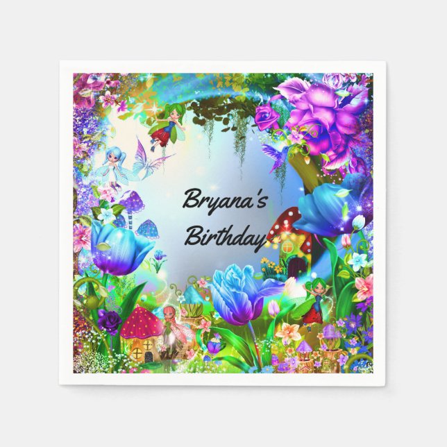 Serviettes Jetables Fairy Forest Enchanted Magique fête d'anniversaire (Devant)