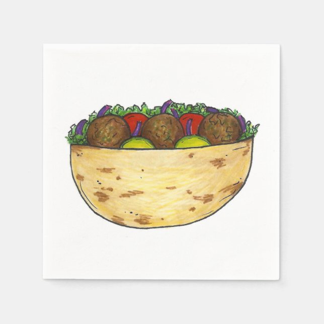 Serviettes Jetables Falafel Pita Sandwich Méditerranéen Foody Naples (Devant)