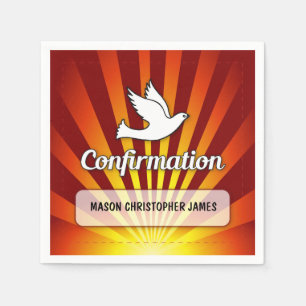 Serviettes Jetables Félicitations Dove de confirmation avec Rouge Or