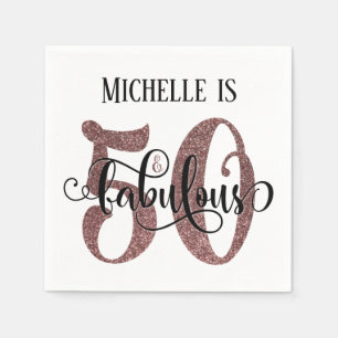 Serviettes Jetables Festive 50 & Fabuleux Rose Gold Parties scintillan