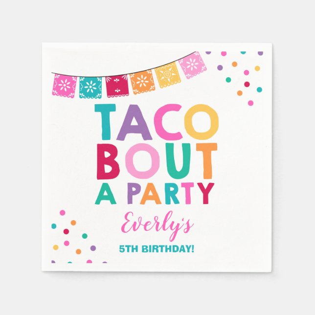 Serviettes Jetables Fête Anniversaire Napkin Taco Bout Une fête (Devant)