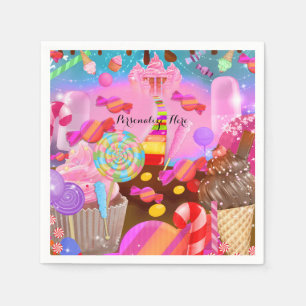 Serviettes Jetables Fête Candy Land Fantaisie Anniversaire Personnalis