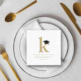 Serviettes Jetables Fête de fin d'études avec monogramme classique K e