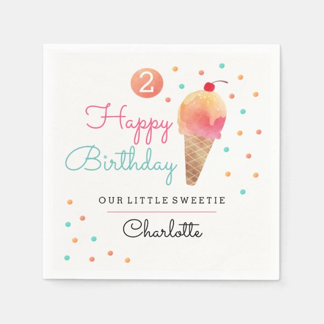 Serviettes Jetables Fête de la crème glacée Anniversaire de enfant Par (Devant)