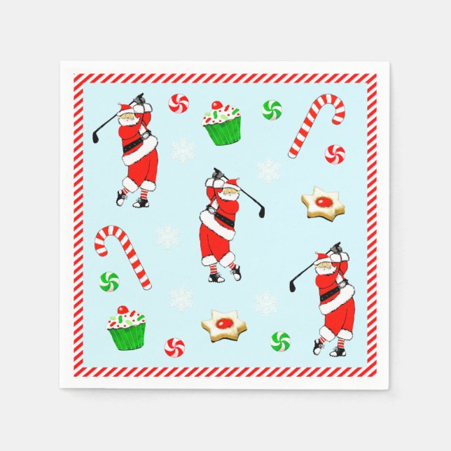 Serviettes Jetables Fête de Noël du golf (Devant)