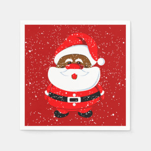 Serviettes Jetables Fête de Noël du Père Noël afro-américain