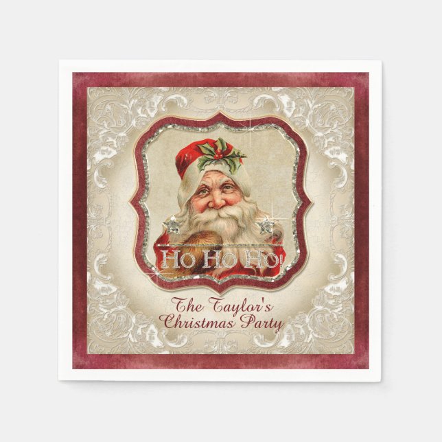 Serviettes Jetables Fête de Noël St Nicholas Santa Claus vintage (Devant)