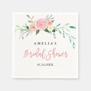 Serviettes Jetables Fête des mariées d'aquarelle végétale florale Napk