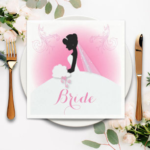 Serviettes Jetables Fête des mariées de silhouette de Mme Right Pink