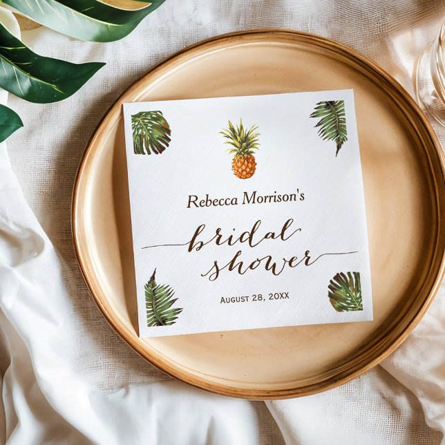 Serviettes Jetables Fête des mariées d'été de l'ananas Feuille tropica (Créateur téléchargé)