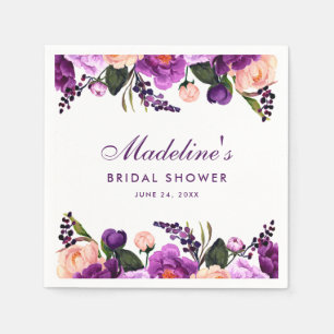Serviettes Jetables Fête des mariées florale violet ultra violet