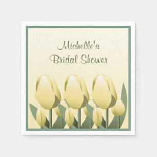 Serviettes Jetables Fête des mariées Ressort Tulipe Jaune Cocktail