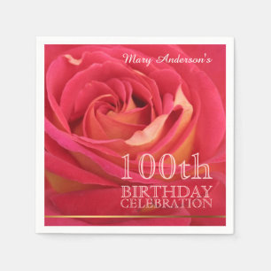 Serviettes Jetables Fête Rose florissante 100e anniversaire N