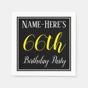 Serviettes Jetables Fête simple, 66e anniversaire avec nom personnali