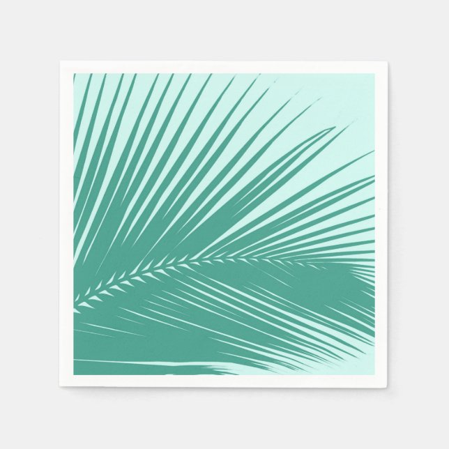 Serviettes Jetables Feuille de palme - Turquoise et aqua (Devant)