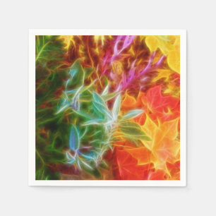 Serviettes Jetables Feuilles d'automne fractales arc-en-ciel
