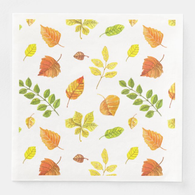 Serviettes Jetables Feuilles d'automne motif (Devant)