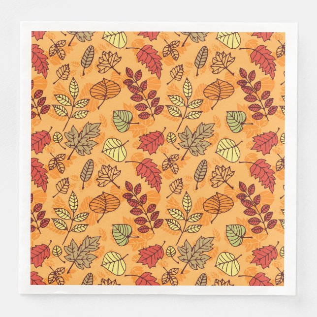 Serviettes Jetables Feuilles d'automne motif (Devant)