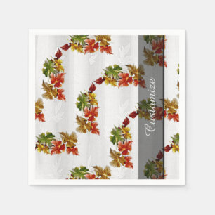 Serviettes Jetables Feuilles d'automne Motif blanc serviettes