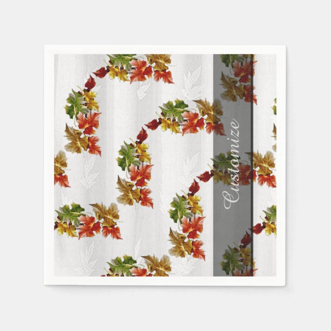 Serviettes Jetables Feuilles d'automne Motif blanc serviettes (Devant)