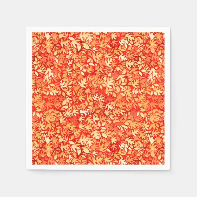 Serviettes Jetables Feuilles d'automne, orange et or (Devant)